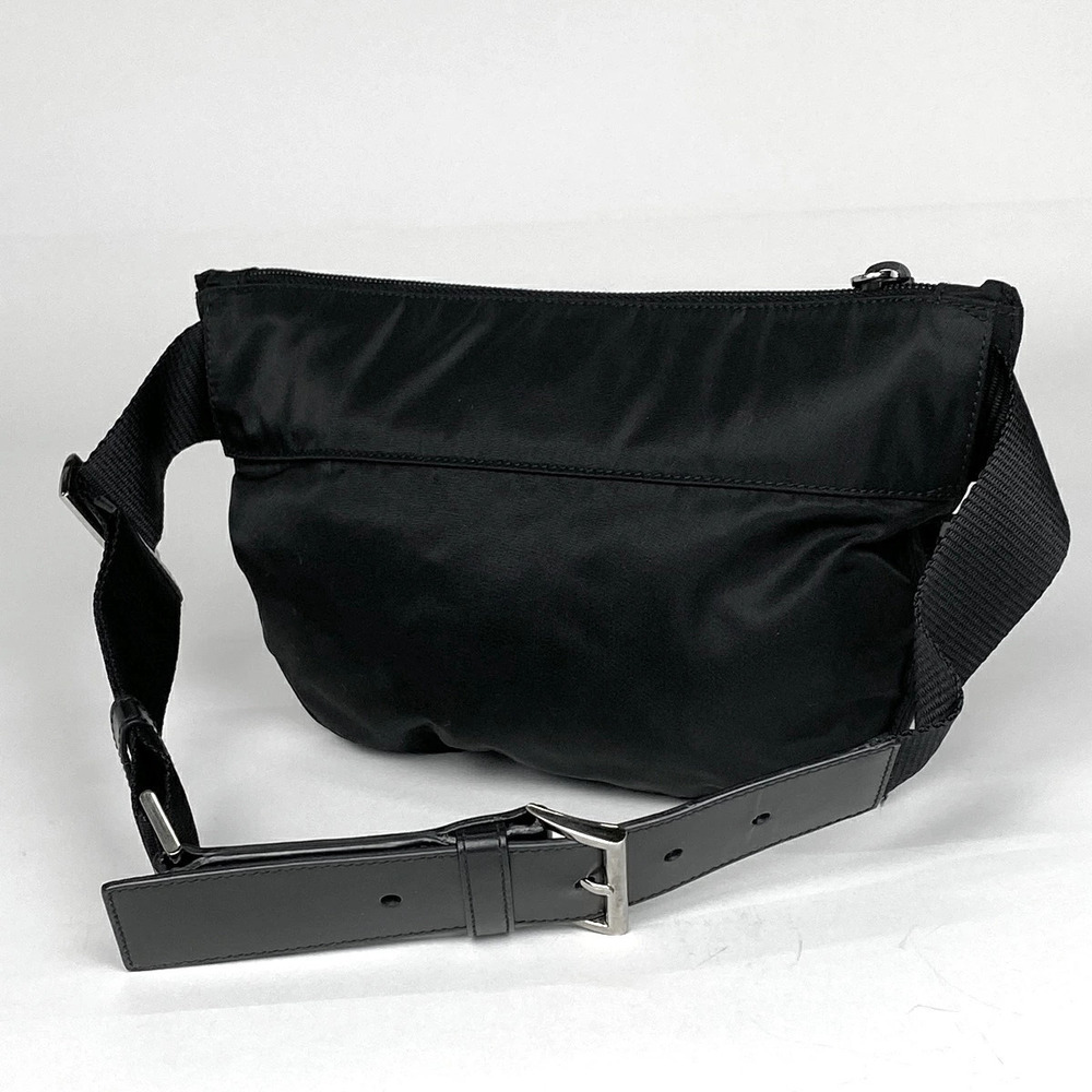 Prada Plate Black Bum Waist Bag Logo Belt Nero Crossbody Body